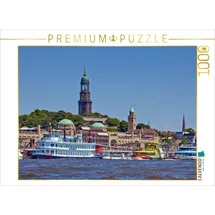 Calvendo Hamburg Landungsbrücken und Michel 1000 Teile Puzzle quer | Lege-Größe cm Foto-Puzzle für glückliche Stunden