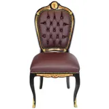 Casa Padrino Luxus Barock Stuhl Boulle Collection Kunstleder schwarz