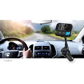 Nedis Kfz Audio FM Transmitter - Schwanenhals - Freisprechfunktion - 2.00 - Scharz-weiß Monitor - PD 20 W / QC 3.0 - Schnellladung -...