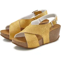 LASCANA Sandalette Keilabsatz und Korkfußbett gelb