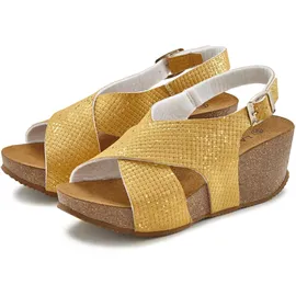 LASCANA Sandalette Keilabsatz und Korkfußbett gelb