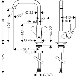 Hansgrohe Focus M41 260 1jet mattschwarz 31820670