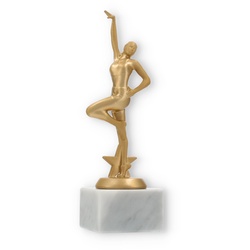 Pokal Kunststofffigur Jazz Dance goldmetallic auf weißem Marmorsockel 21,7cm