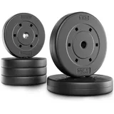 trex sport Hantelscheiben Set 20 kg Kunststoff Gewichte 2x5 kg + 4x2,5 kg schwarz