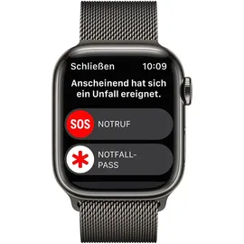 Apple Watch Series 8 GPS + Cellular 41 mm Edelstahlgehäuse graphit, Milanaise Armband graphit