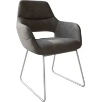 DeLife Esszimmerstuhl Yago-Flex mit Armlehnen Mikrofaser Anthrazit Vintage Kufengestell