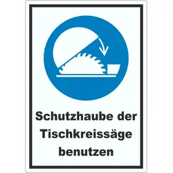 HB-Druck Schutzhaube der Tischkreissäge benutzen Aufkleber A8 (52x74mm)