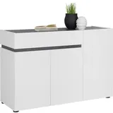 VOLEO TV-Lowboard 226,4x54,0x40,0 Weiß Hochglanz/Glas Holzwerkstoff