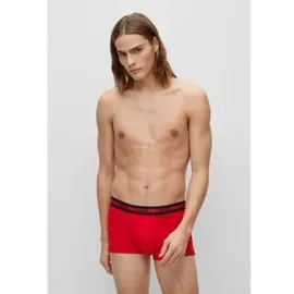 Hugo Herren. Boxershorts, 3er Pack - TRUNK TRIPLET Planet Logo, Cotton Stretch Schwarz/Rot/Weiß S