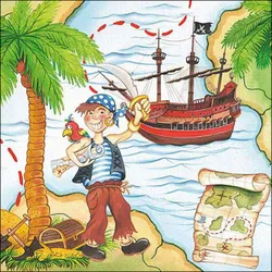 Ambiente 20 Servietten Papier 33x33cm 3-lagig - hochwertige Einweg Papierservietten für Piratenparty Kindergeburtstag Schatzsuche Fasching Deko