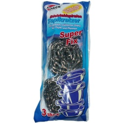 Reinex Super Fix Edelstahlspirale Topfkratzer, Für angebrannte und hartnäckige Verschmutzung, 1 Packung = 3 Stück