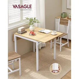 VASAGLE Esstisch, klappbarer Küchentisch für 2-4 Personen, für kleine Räume, Weiß - Weiß