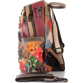 KMISSO City Backpack Patchwork Rucksack Rot