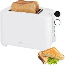Clatronic Clatronic® Toaster 2 Scheiben | Toaster mit Auftau-/Aufwärm-/Schnellstoppfunktion | Toaster mit Brötchenaufsatz | Toaster weiß