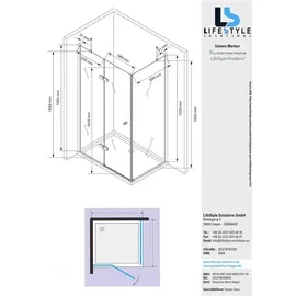 Glaszentrum Hagen Hestia Eck-Duschkabine mit Drehtür rechts 120 x 195 cm Transparent/Weiß 8mm ESG Glas