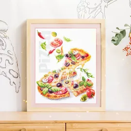 Magic needle Zweigart Edition, Kreuzstich Set Pizza Zählmuster, 23x27cm