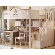 xl moebel gmbh Etagenbett mit Schreibtisch 90 x 200 cm Holz weiß