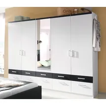 Priess Drehtürenschrank 230 x 193 x 56 cm Schwarz/Weiß