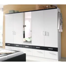 Priess Drehtürenschrank 230 x 193 x 56 cm Schwarz/Weiß
