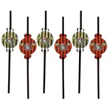 Metamorph Trinkhalme 6 Piraten Kindergeburtstag Strohhalme, Thematisch passendes Zubehör für die Piraten Mottoparty rot