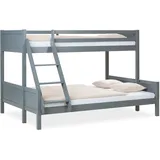 Homestyle4u Etagenbett 90x200 und 140x200 in Grau mit Lattenrost 2525