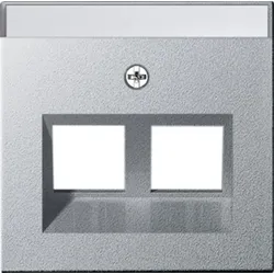 Gira Zentralplatte Mod-Jack 2-fach alu System 55 264026 mit Beschr.Feld