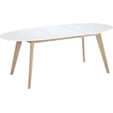 miliboo Tisch ausziehbar oval Weiß und helles Holz L150-200 LEENA