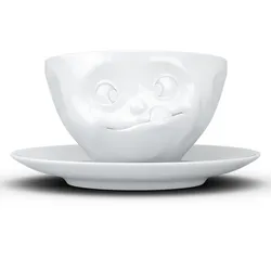 Schmunzel Kaffee Tasse lecker in weiß 200ml