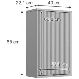 Vicco Hängeschrank für Badezimmer, Eliza 40 x 65 cm, Grau, Tür, moderne Badserie