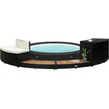 Prolenta Premium Whirlpool-Umrandung Schwarz Poly Rattan und Akazienholz