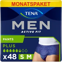 TENA MEN Active fit Pants Plus - 48 Stück im Monatspaket (4 x12) - Einweghosen für Männer - bei mittlerem bis starem Urinverlust - Größe M