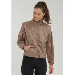 Laufjacke ATHLECIA "Korlily", Damen, Gr. 44, braun, 100% Polyester, unifarben, casual, normal, hoch geschlossener Ausschnitt, Langarm, Jacken, mit Reflektoren