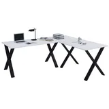 VCM my office Lona Schreibtisch weiß rechteckig, X-Fuß-Gestell schwarz 160,0 x 80,0 cm