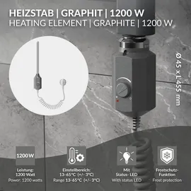 luxebath Heizstab 1200W für Badheizkörper mit Thermostat