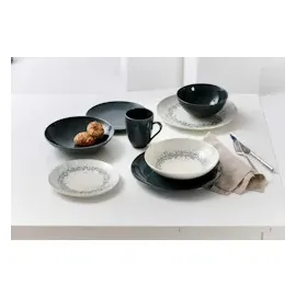 Ritzenhoff & Breker Cecina Tafel-Set 8-teilig, Speiseteller (26 cm) und Suppenteller (21 cm) für 4 Personen, Modernes Trendgeschirr, Steinzeug, Creme - Graphit