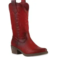 VAN HILL Damen Cowboystiefel Stiefel Spitze Stickereien Western Schuhe