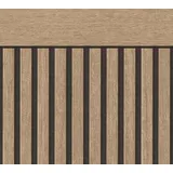 A.S. Création Vliestapete Akustikpaneele - skandinavische Sockelpaneel Optik im Querformat - 5,00m x 1,06 m Braun Schwarz 397444 - Braun