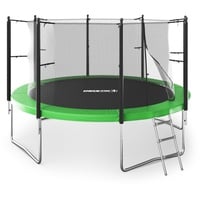 Unix Line R Outdoor Trampolin 183/244/305/366 - Komplettset mit Leiter Innen-& Sicherheitsnetz - CE Zertifiziert - Kinder Gartentrampolin robust & wetterfest bis,150kg belastbar