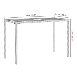 vidaXL Gartentisch mit Akazienholz-Platte Grau 115x54x74cm Poly Rattan