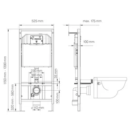 Belvit Trockenbau Vorwandelement 53x115 cm mit Betätigungsplatte