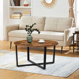VASAGLE Runder Couchtisch Braun Holz 88 x 47 cm