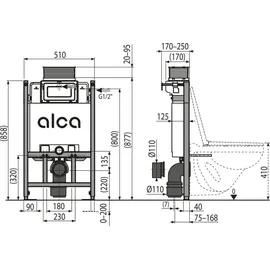 alcadrain s.r.o. AM118/850 WC Sanitärmodul