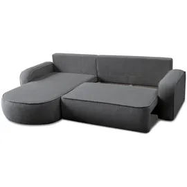 lookway Eckcouch mit Schlaffunktion und Bettkasten Grau