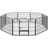 tectake Welpenauslauf 60 cm hoch, 8 Gitter, Welpenlaufstall, Freigehege, Tierlaufstall faltbar, Freilaufgehege, Hundelaufstall mit Tür, für Hunde, Katzen, Hasen, Meerschweinchen, Kleintiere - schwarz