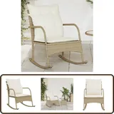 Vidaxl - Garten-Schaukelstuhl mit Kissen Beige Poly Rattan - Gartenschaukelstuhl - Outdoor Möbel - Gartenlounge - Relaxsessel - Balkonmöbel