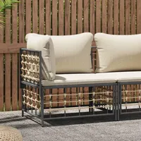 ZEYUAN Garten-Ecksofa mit Beige Kissen Poly Rattan, Lounge Sofa Outdoor, Garten Loungemöbel, Gartensofa, Gartenlounge, Balkon Set Möbel