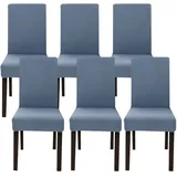 Jaotto Stuhlhussen 6er Set Stretch, Stuhlhussen für Esszimmerstühle Schwingstuhl, Stretch Stuhlschoner Abnehmbarer Waschbarer, Stuhlbezug Universal für Stuhl Esszimmer Büro Bankett Hotel(Grau Blau)