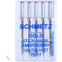 Schmetz Stick-Nadeln Gold 5er Packung Stärke 75