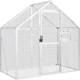 vidaXL Voliere Silbern 179 x 100 x 185 cm Aluminium
