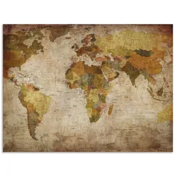 Wandbild ARTLAND "Weltkarte", braun (farbe bild(er): braun), B:60cm H:45cm, Bilder, als Alubild, Outdoorbild, Leinwandbild, Poster, Wandaufkleber